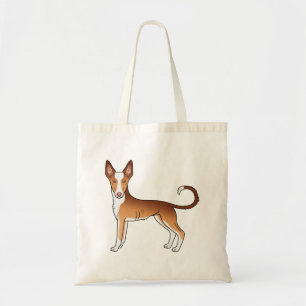 Red And White Ibizan Hound Smooth Coat Cartoon Dog Tote Bag