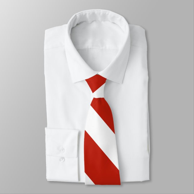 Red and White III University Stripe Tie (Tied)