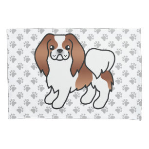Red And White Japanese Chin Cartoon Dog & Paws Pillowcase