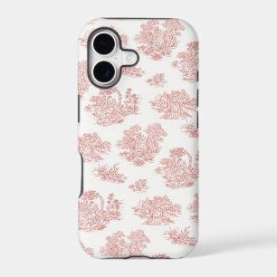 Red and white Jouy print