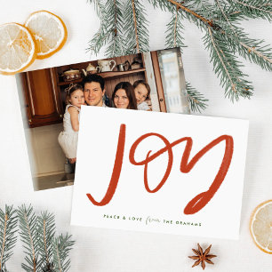 Red and White Joy Photo Flat Holiday Card