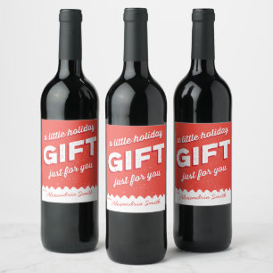 Red and White Just for You Vintage Style Holiday Wine Label