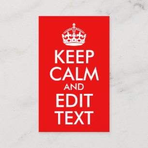 Red and White Keep Calm and Edit Text Business Card