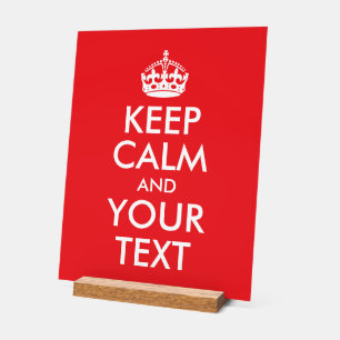 Red and White Keep Calm and Your Text Acrylic Sign