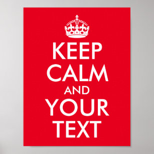 Red and White Keep Calm and Your Text Poster