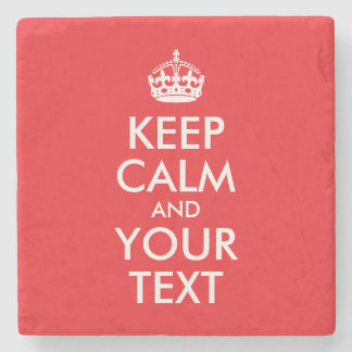 Red and White Keep Calm and Your Text Stone Coaster