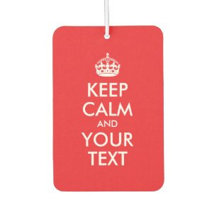 Red and White Keep Calm Parody Car Air Freshener