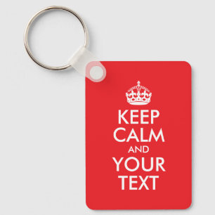 Red and White Keep Calm Parody Key Ring