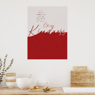 Red and White Kindness Quote – Minimalist Wall Poster