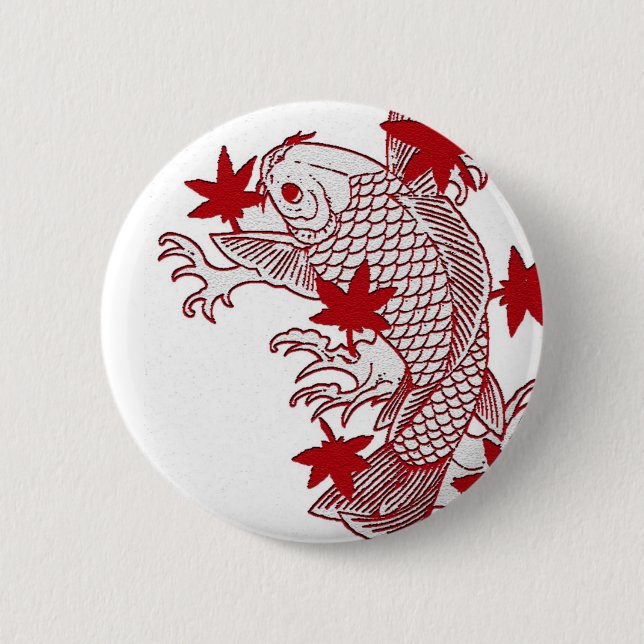 Red and White Koi 6 Cm Round Badge (Front)