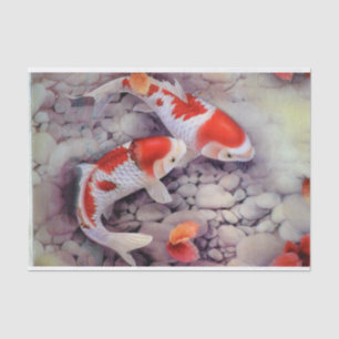 Red and White Koi Fish Pond Tissue Paper