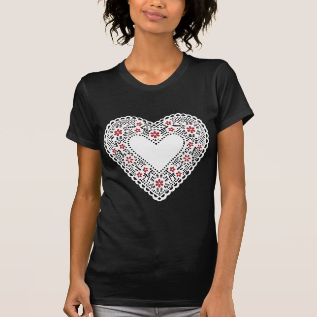 Red and White Lace Heart T-Shirt (Front)