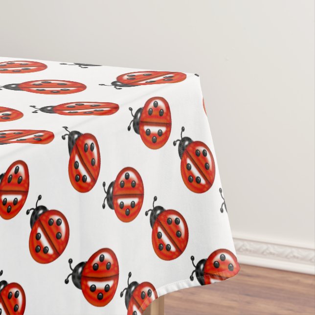 Red And White Ladybugs Tablecloth (In Situ)