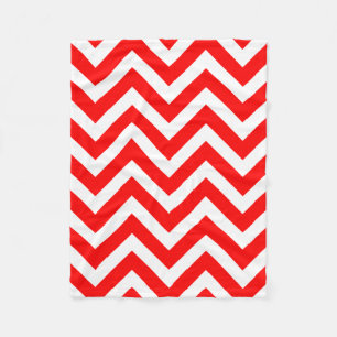 Red and White Large Size Horizontal Chevron Fleece Blanket
