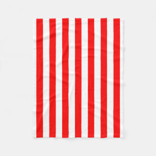 Red and White Large Size Vertical Stripes Fleece Blanket