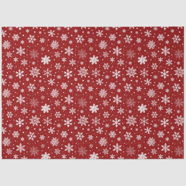 Red and White Large Snowflakes  Tissue Paper (Front)