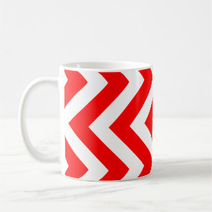 Red and White Large Vertical Chevron Pattern Coffee Mug