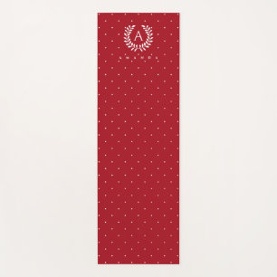 Red And White Laurel Monogram Polka Dot Pattern Yoga Mat