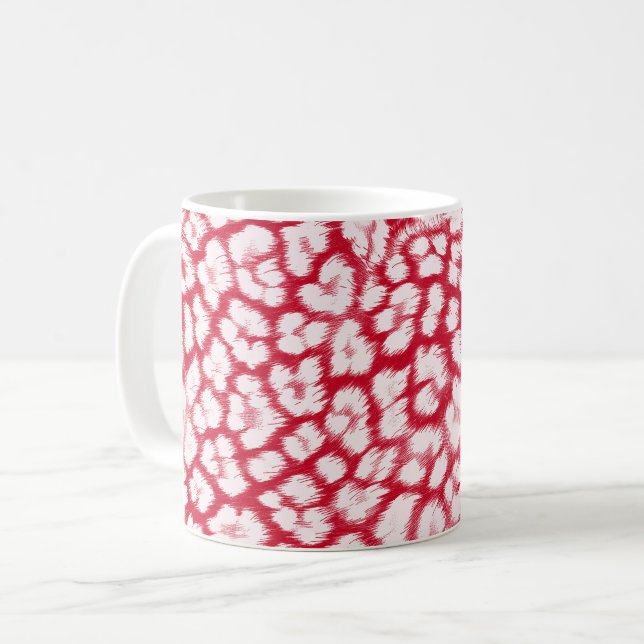 Red and white leopard print  coffee mug (Front Left)