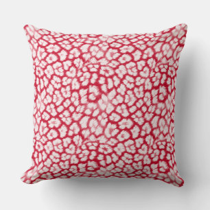 Red and white leopard print cushion
