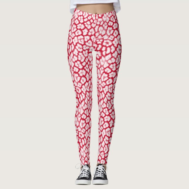 Red and white leopard print  leggings (Front)