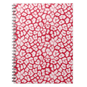 Red and white leopard print notebook