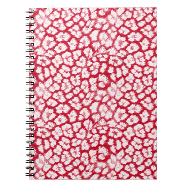 Red and white leopard print  notebook (Front)