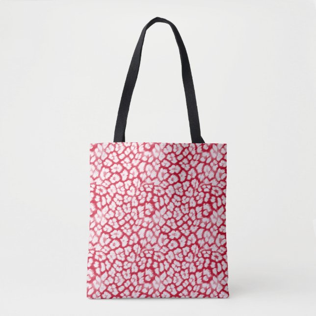 Red and white leopard print  tote bag (Front)