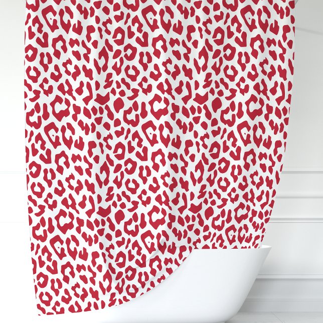 Red and White Leopard Shower Curtain (Creator Uploaded)