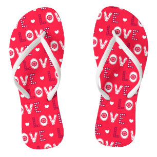 Red And White Letters Thongs