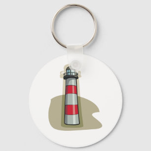 Red And White Lighthouse Key Ring