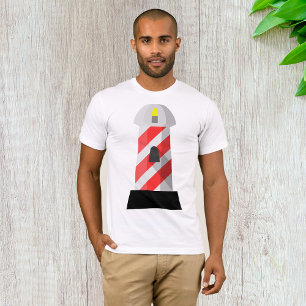 Red And White Lighthouse Mens T-Shirt