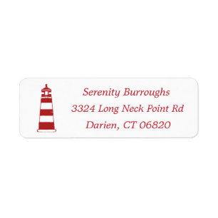 Red And White Lighthouse Nautical Sailor Sea Return Address Label