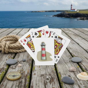 Red And White Lighthouse Playing Cards