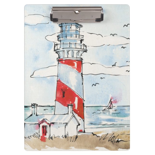 Red and White Lighthouse Scene Clipboard (Front)
