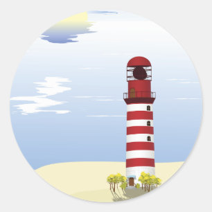 Red And White Lighthouse Stickers