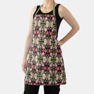 Red And White Lily Flowers Abstract  Apron