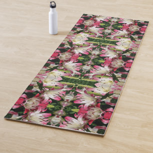 Red And White Lily Flowers Abstract Yoga Mat
