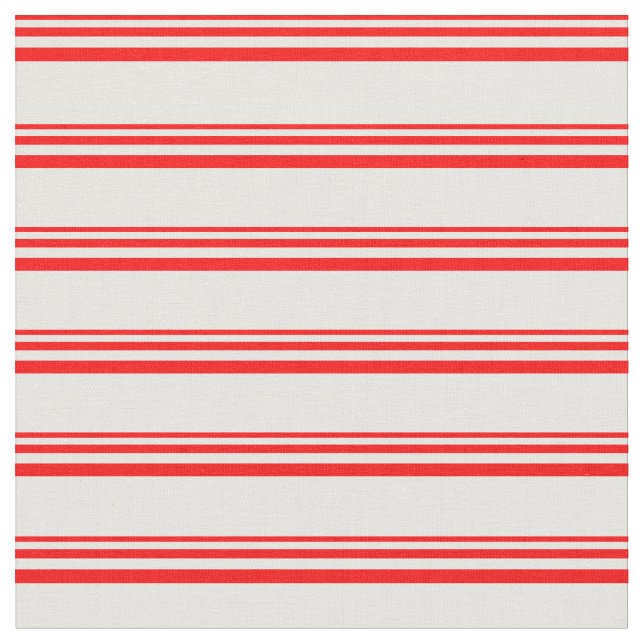 Red and White Lined/Striped Pattern Fabric (Close Up)