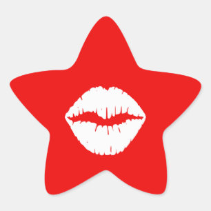 Red and White Lipstick Star Sticker