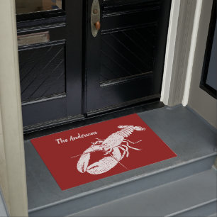 Red and White Lobster Personalised Doormat