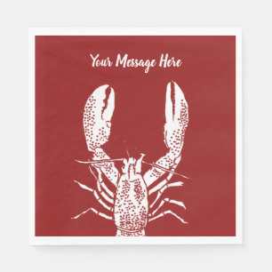 Red and White Lobster Personalised Napkin