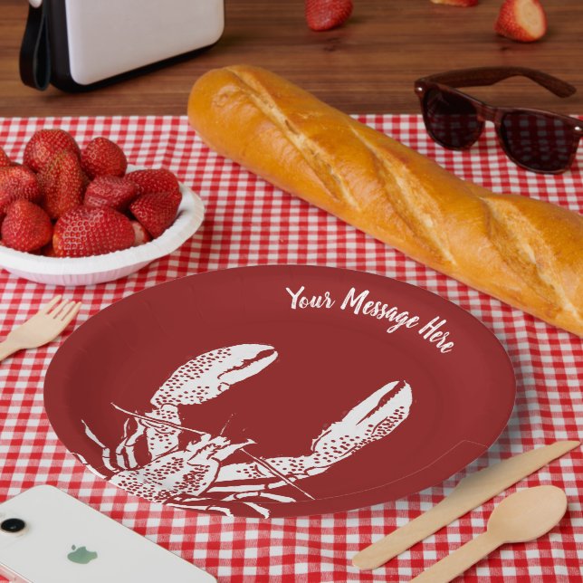 Red and White Lobster Personalised Paper Plate (Picnic)