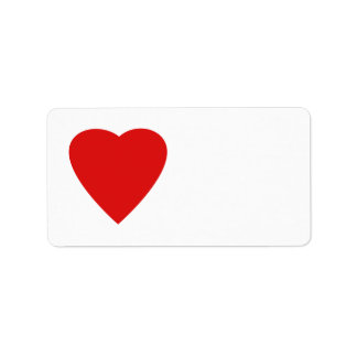 Red and White Love Heart Design. Label