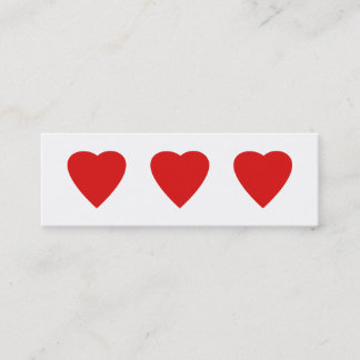 Red and White Love Heart Design. Mini Business Card