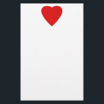 Red and White Love Heart Design. Stationery<br><div class="desc">A red heart on a white background.</div>