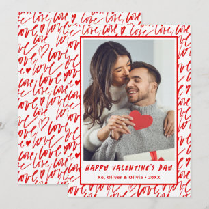 Red and White Love Valentines Day Photo  Holiday Card