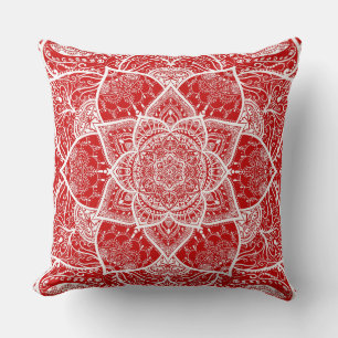 Red and White Mandala - Loergann in Cherry Cushion