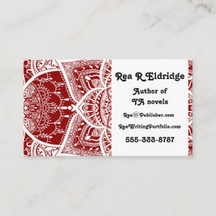 Red and White Mandala - Loergann in Raspberry Business Card
