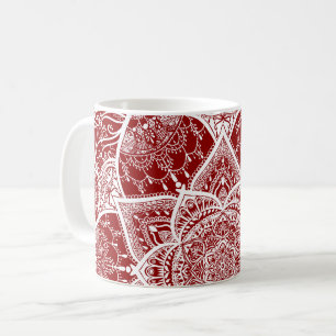 Red and White Mandala - Loergann in Raspberry Coffee Mug
